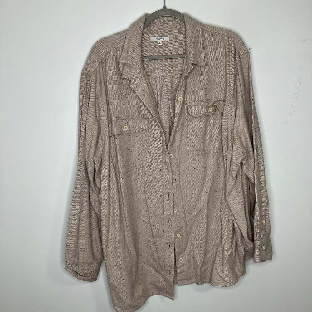 MADEWELL Plus Donegal Flannel Kentwood Oversized Shirt Jacket Button Front 3X
